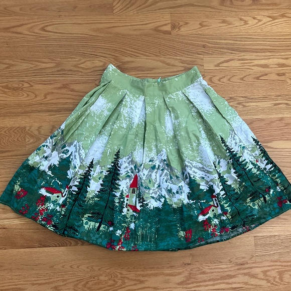 Obbue NWOT A-line Printed Pleated Midi Skirt (M) - Picture 3 of 13